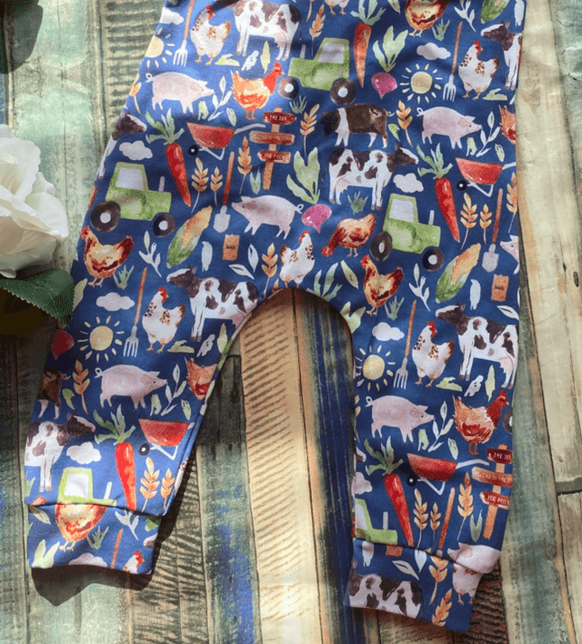 Navy Farm Dungarees 6-12m