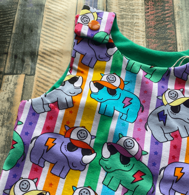 Rainbow Rhinos Dungarees 3-6m