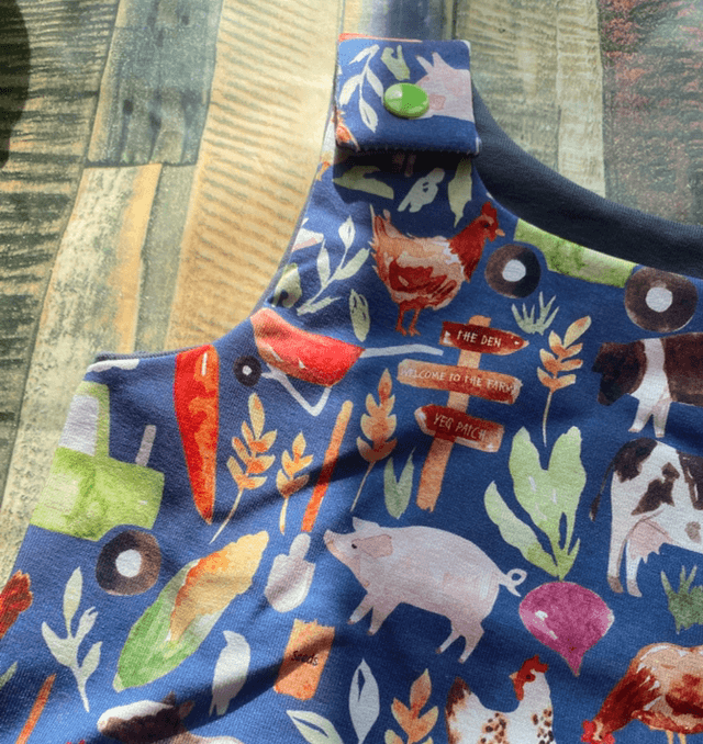 Navy Farm Dungarees 6-12m