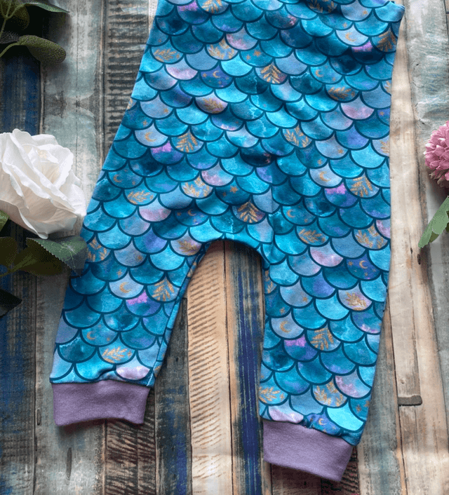 Mermaid Scales Teal Dungarees 6-12m