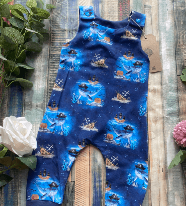Pirate Whale Dungarees 6-12m